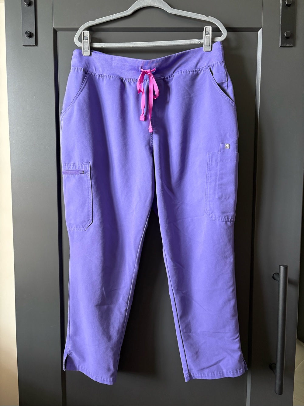 Figs Women’s Scrub Pants | Purple with Pink Drawstring